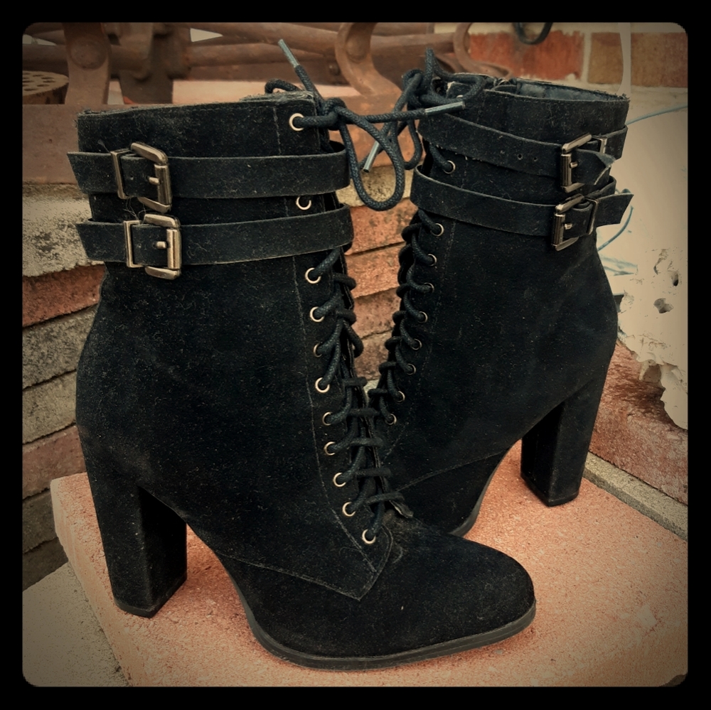 Shoe Dazzle's Black Gretchen Military Booties